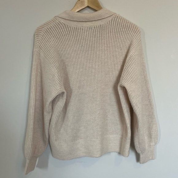 Gentle Fawn Astoria Sweater Knit Collared Oatmeal Cream V Neck Academia Size S - Picture 9 of 10